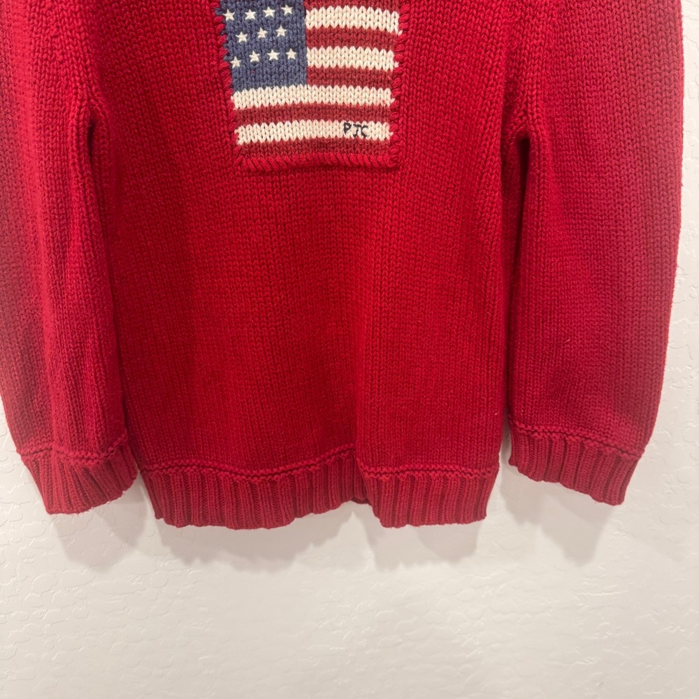 Ralph Lauren American Flag Sweater Youth Large Cotton Knit Americana 4th July - Picture 3 of 10